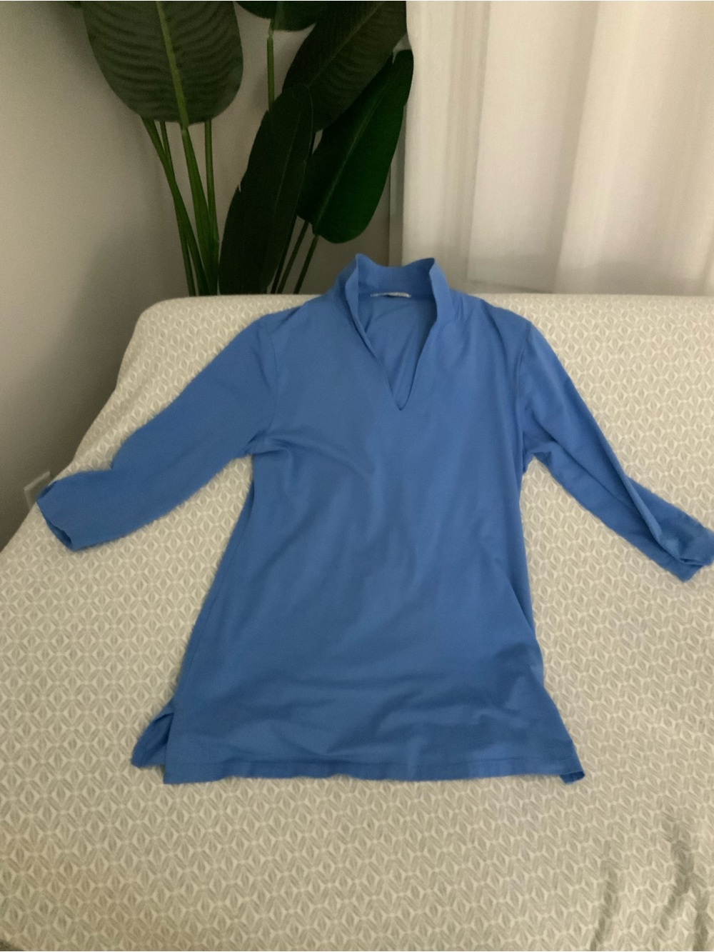 Blue V-Neck Tunic Top